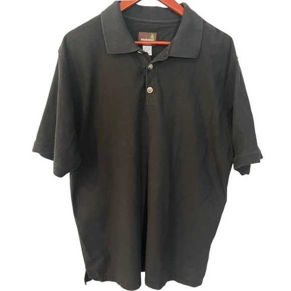 Weekendz Off Other - Weekendz Off Mens XL Black Slub Cotton Short Sleeve Polo Shirt RN 90498